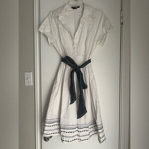 Elegant White Dress with Black Accents